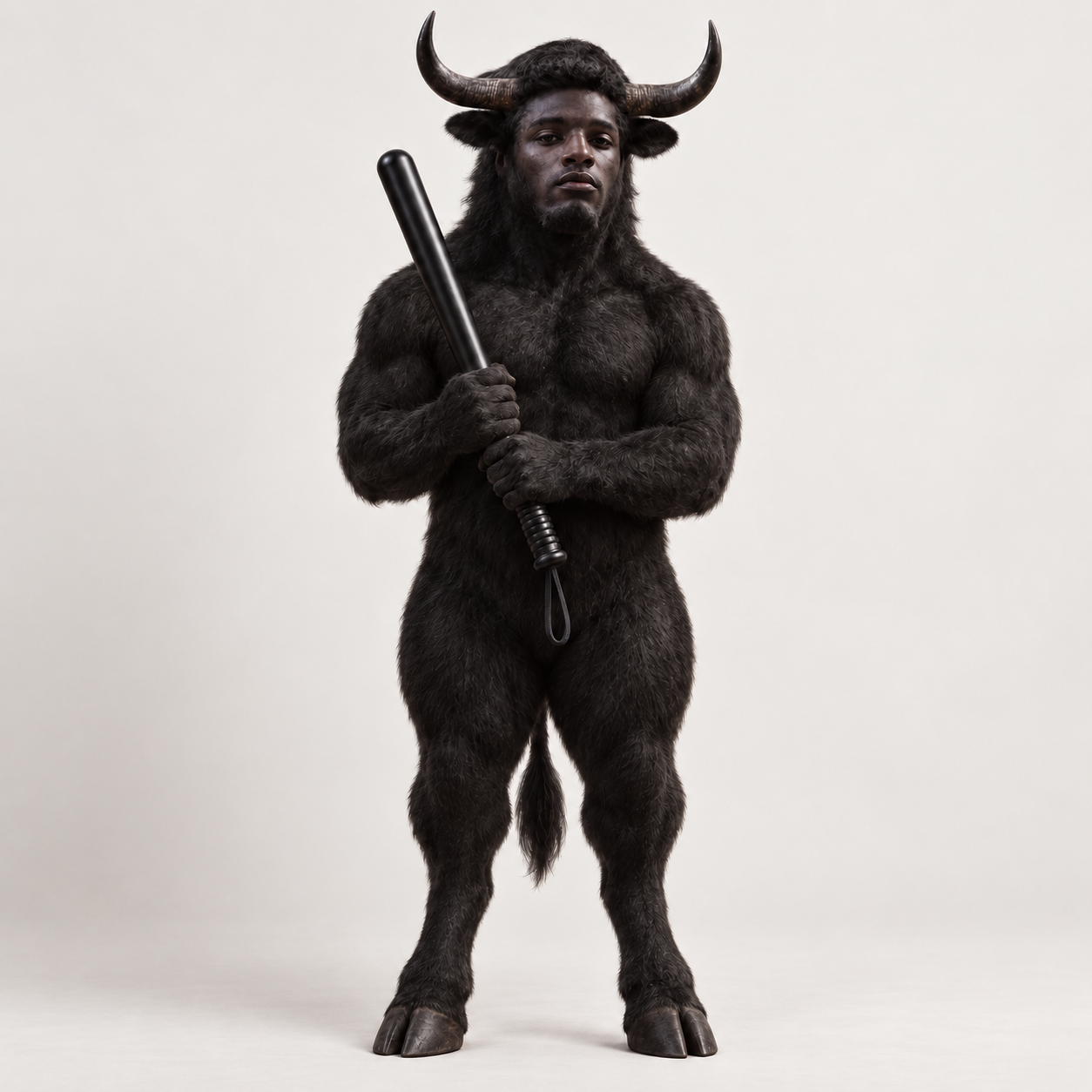 ANSEMBATON horned character holding a black baton
